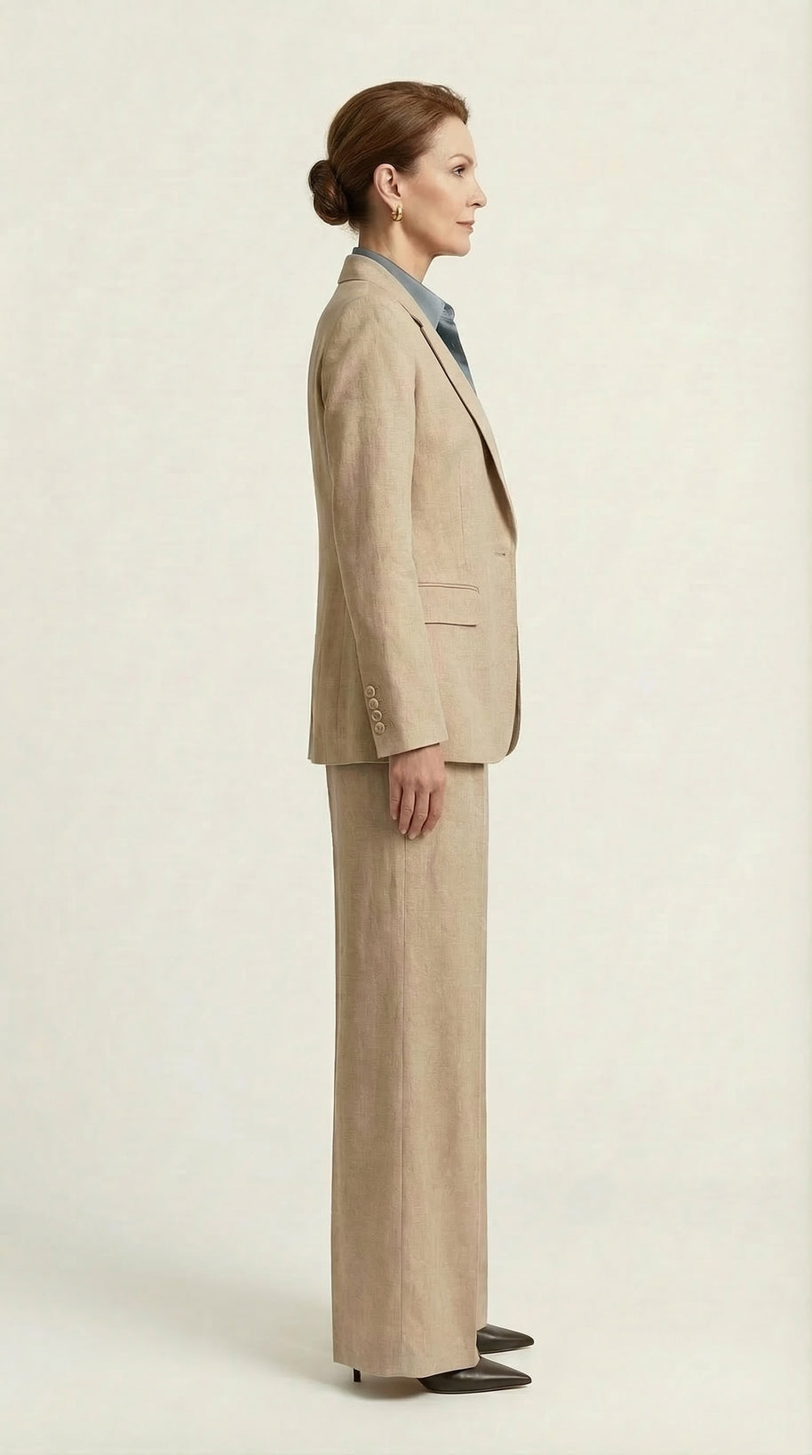 Traje Clásico de Lino Puro Estelle | Beige Perla