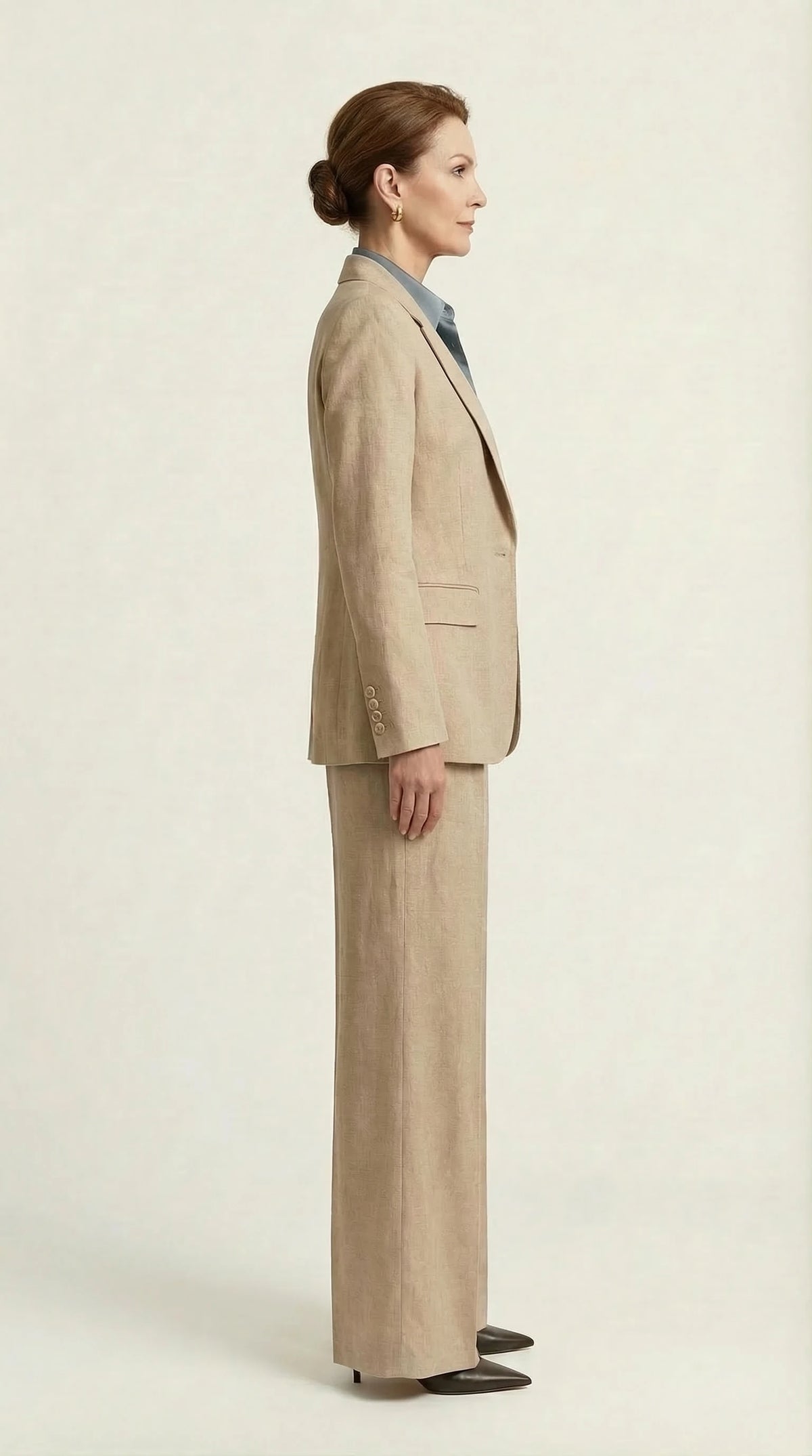 Traje Clásico de Lino Puro Estelle | Beige Perla