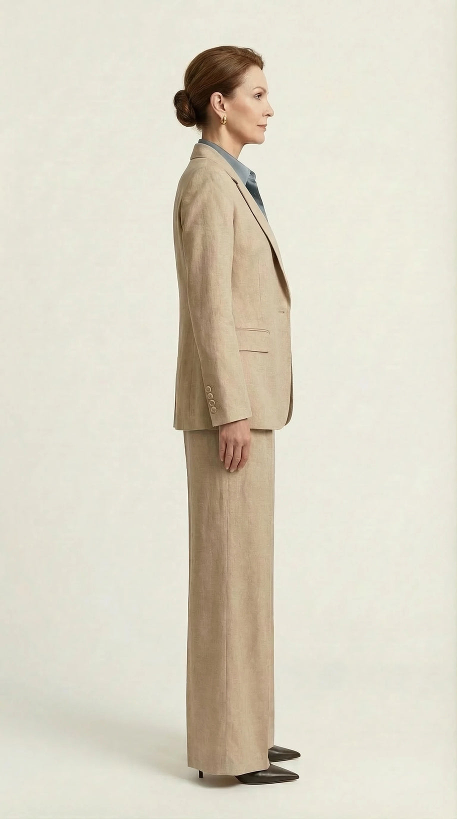 Traje Clásico de Lino Puro Estelle | Beige Perla