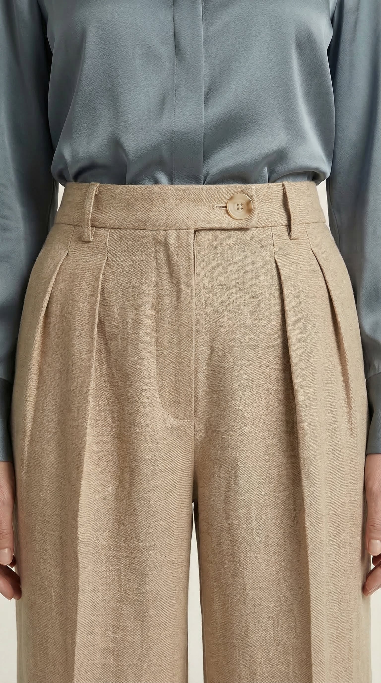 Traje Clásico de Lino Puro Estelle | Beige Perla