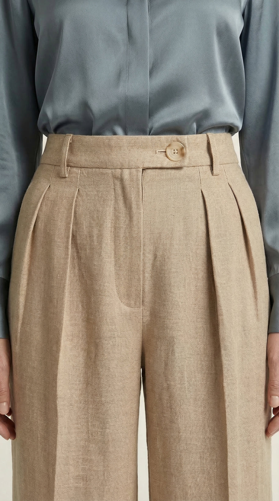 Traje Clásico de Lino Puro Estelle | Beige Perla