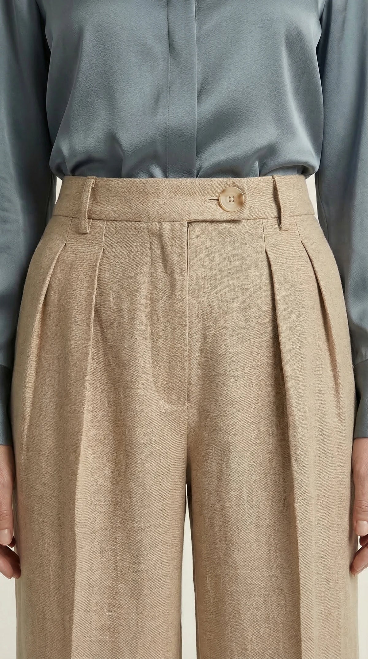 Traje Clásico de Lino Puro Estelle | Beige Perla