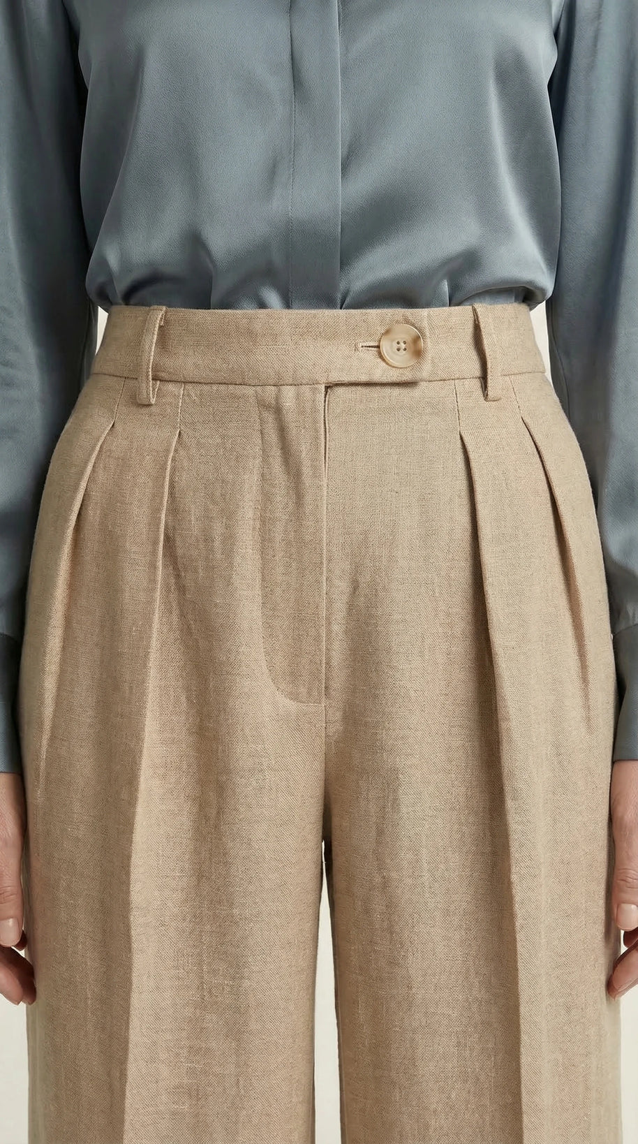 Traje Clásico de Lino Puro Estelle | Beige Perla