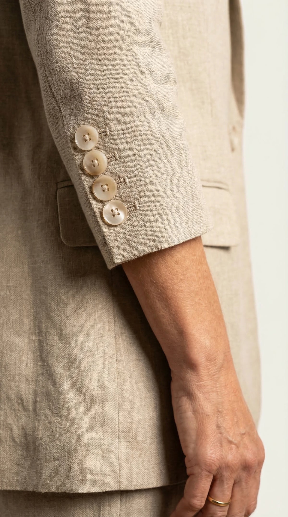 Traje Clásico de Lino Puro Estelle | Beige Perla