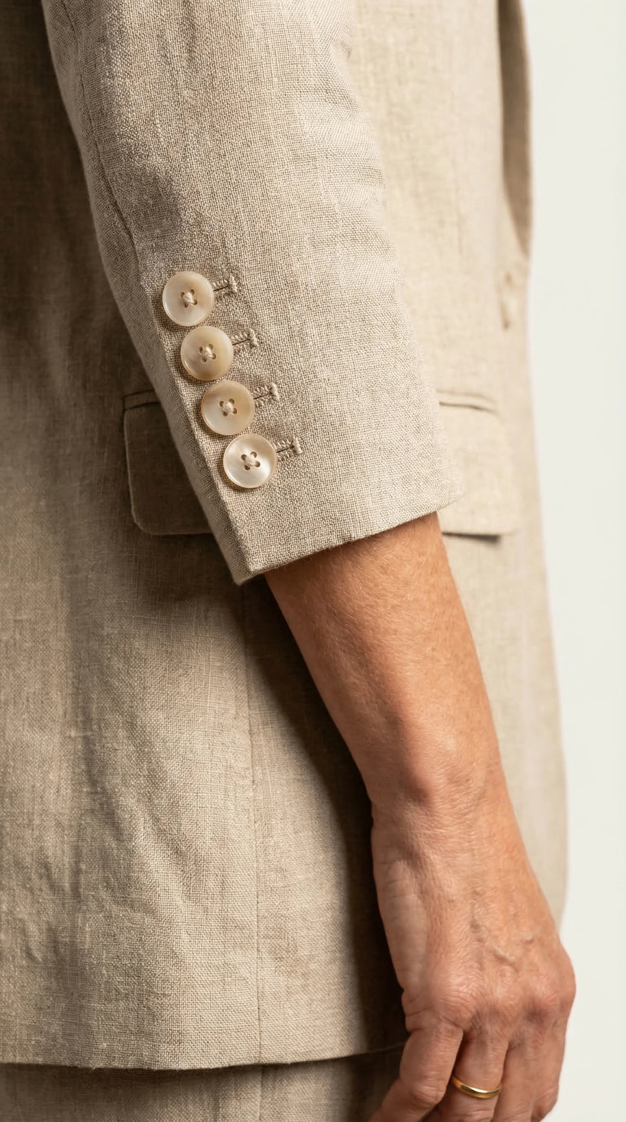 Traje Clásico de Lino Puro Estelle | Beige Perla