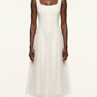 Vestido de fiesta midi Aurora | Blanco Clásico