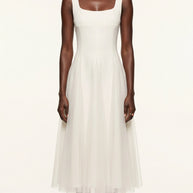 Vestido de fiesta midi Aurora | Blanco Clásico