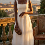 Vestido de fiesta midi Aurora | Blanco Clásico