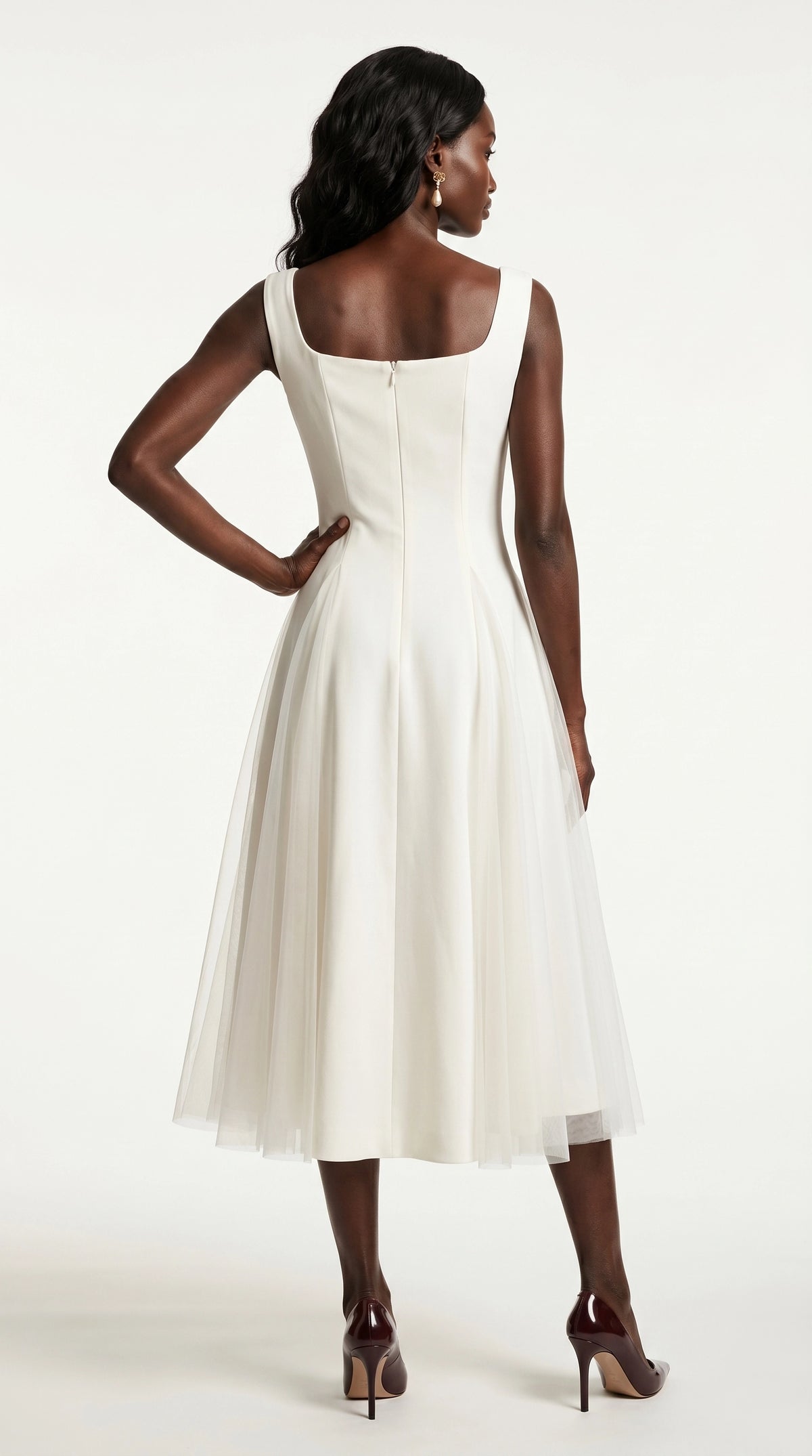 Vestido de fiesta midi Aurora | Blanco Clásico