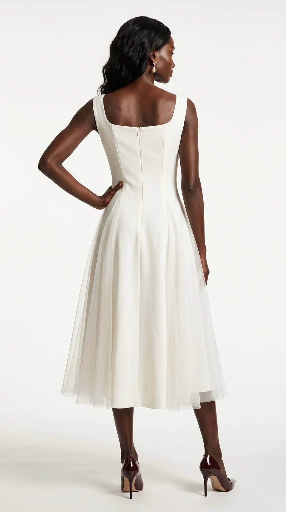 Vestido de fiesta midi Aurora | Blanco Clásico