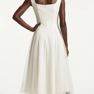Vestido de fiesta midi Aurora | Blanco Clásico