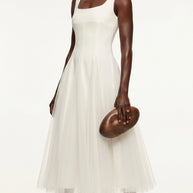 Vestido de fiesta midi Aurora | Blanco Clásico