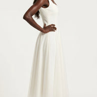 Vestido de fiesta midi Aurora | Blanco Clásico