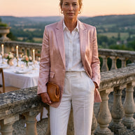 Blazer Cinderella | Sastrería Oversize y Hombro Escultural en Satén Texturizado Mate | Champagne Rose