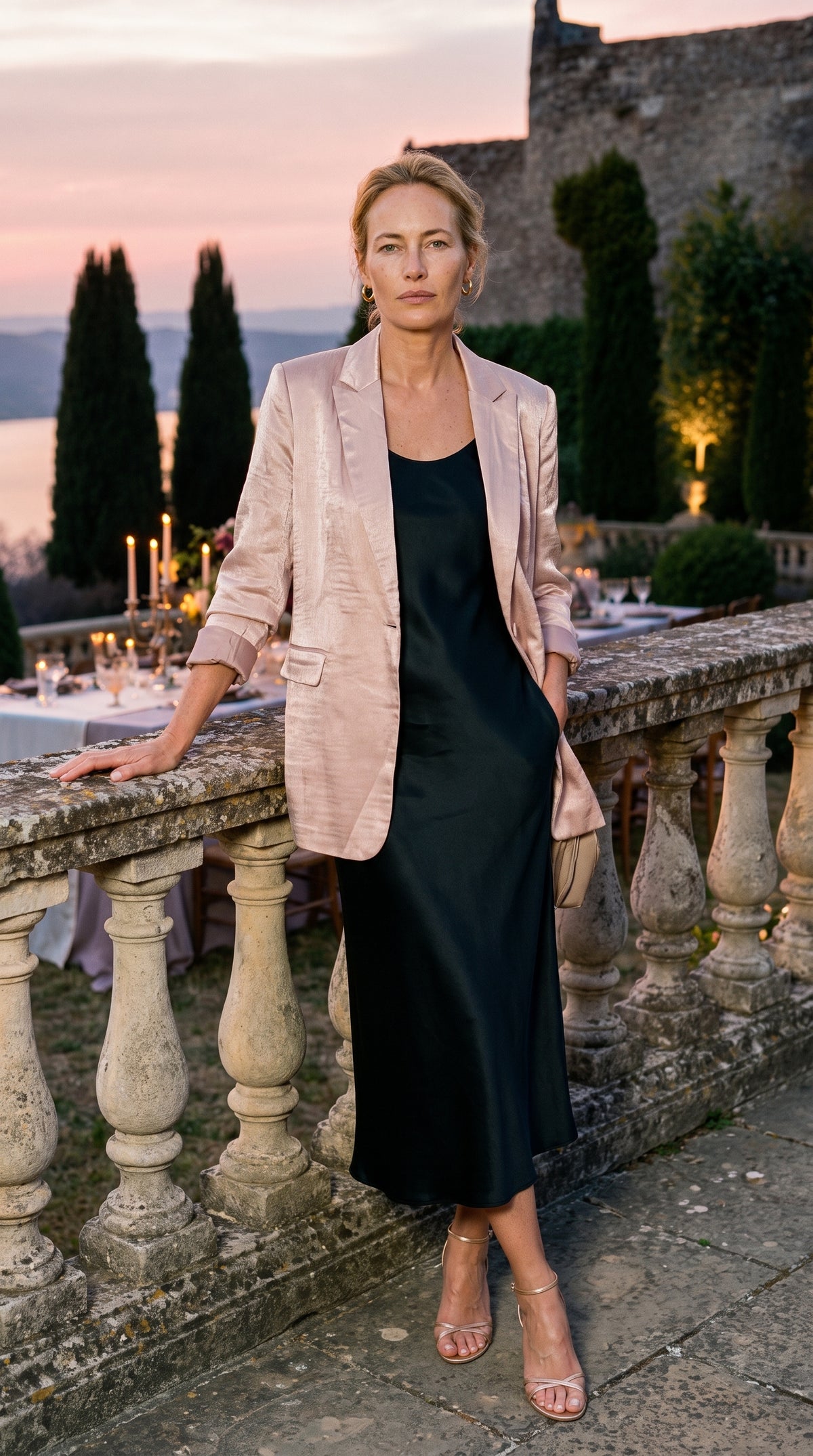 Blazer Cinderella | Sastrería Oversize y Hombro Escultural en Satén Texturizado Mate | Champagne Rose