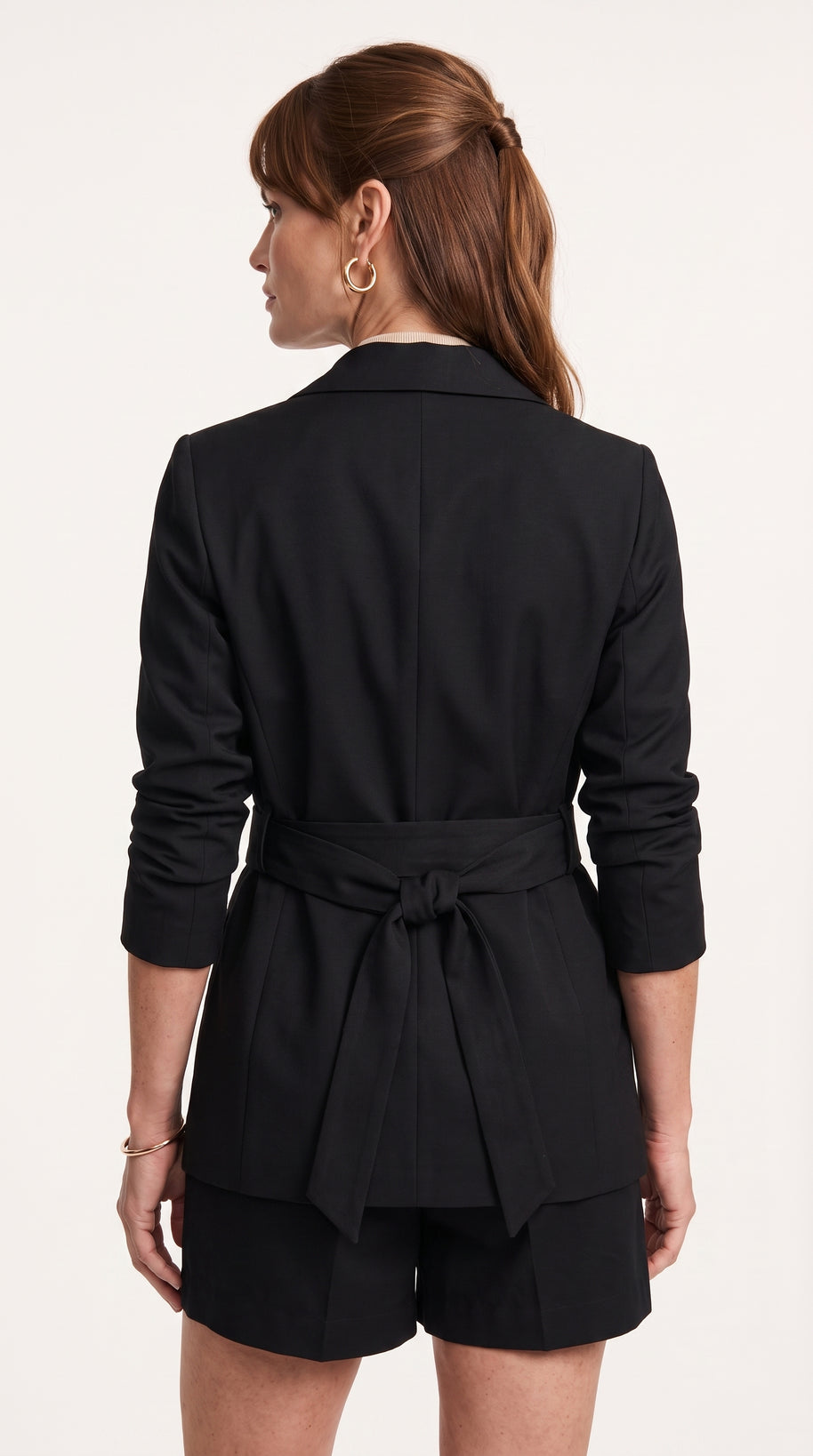 Blazer Verona | Sastrería Fluida con Cinturón Anatómico | Negro Clásico