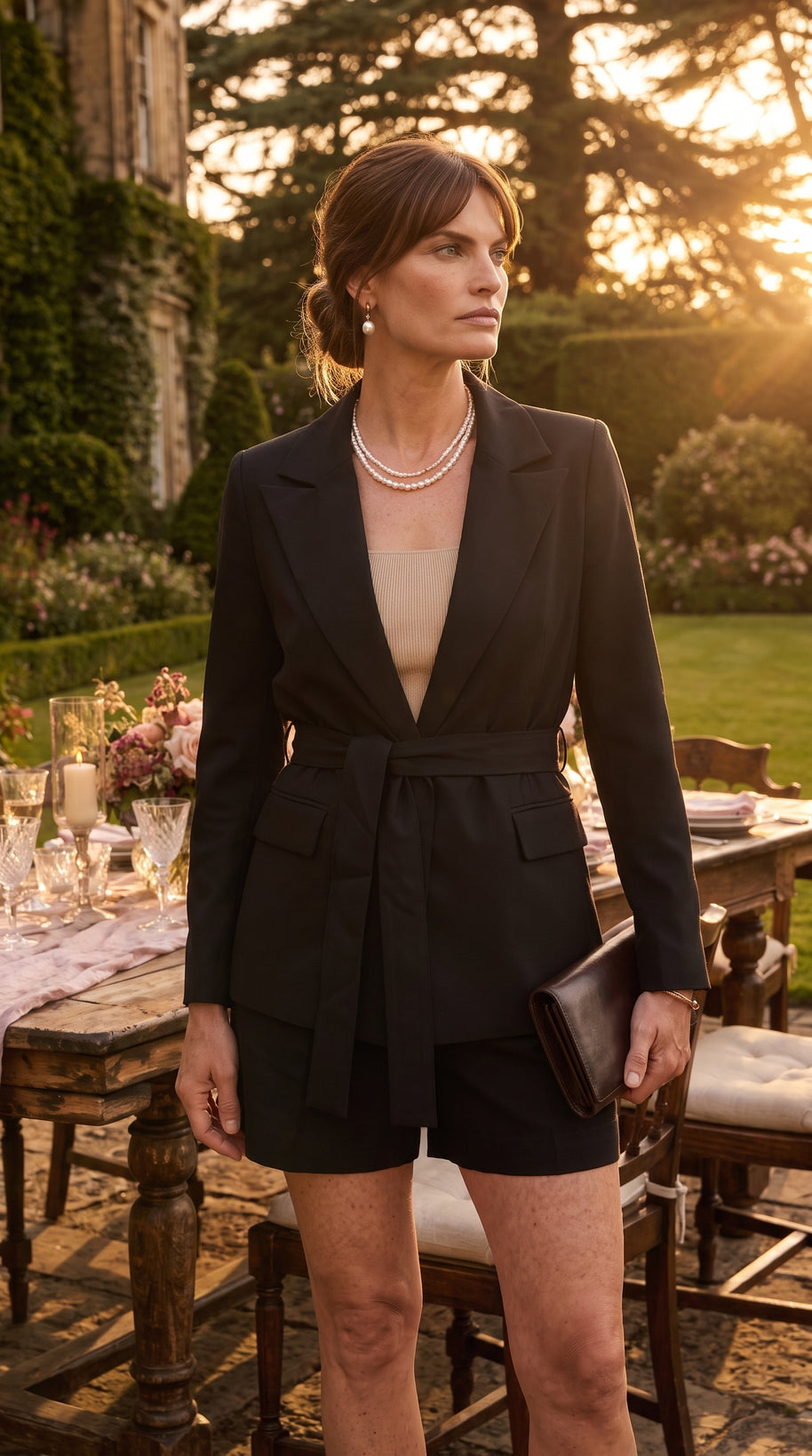 Blazer Verona | Sastrería Fluida con Cinturón Anatómico | Negro Clásico