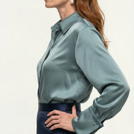 Camisa Morganita Satén Efecto Seda Mate | Verde Agua Marine