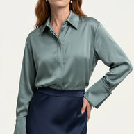 Camisa Morganita Satén Efecto Seda Mate | Verde Agua Marine