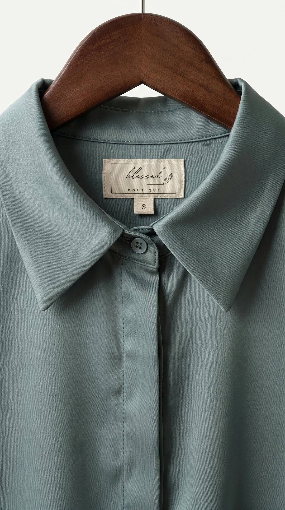 Camisa Morganita Satén Efecto Seda Mate | Verde Agua Marine