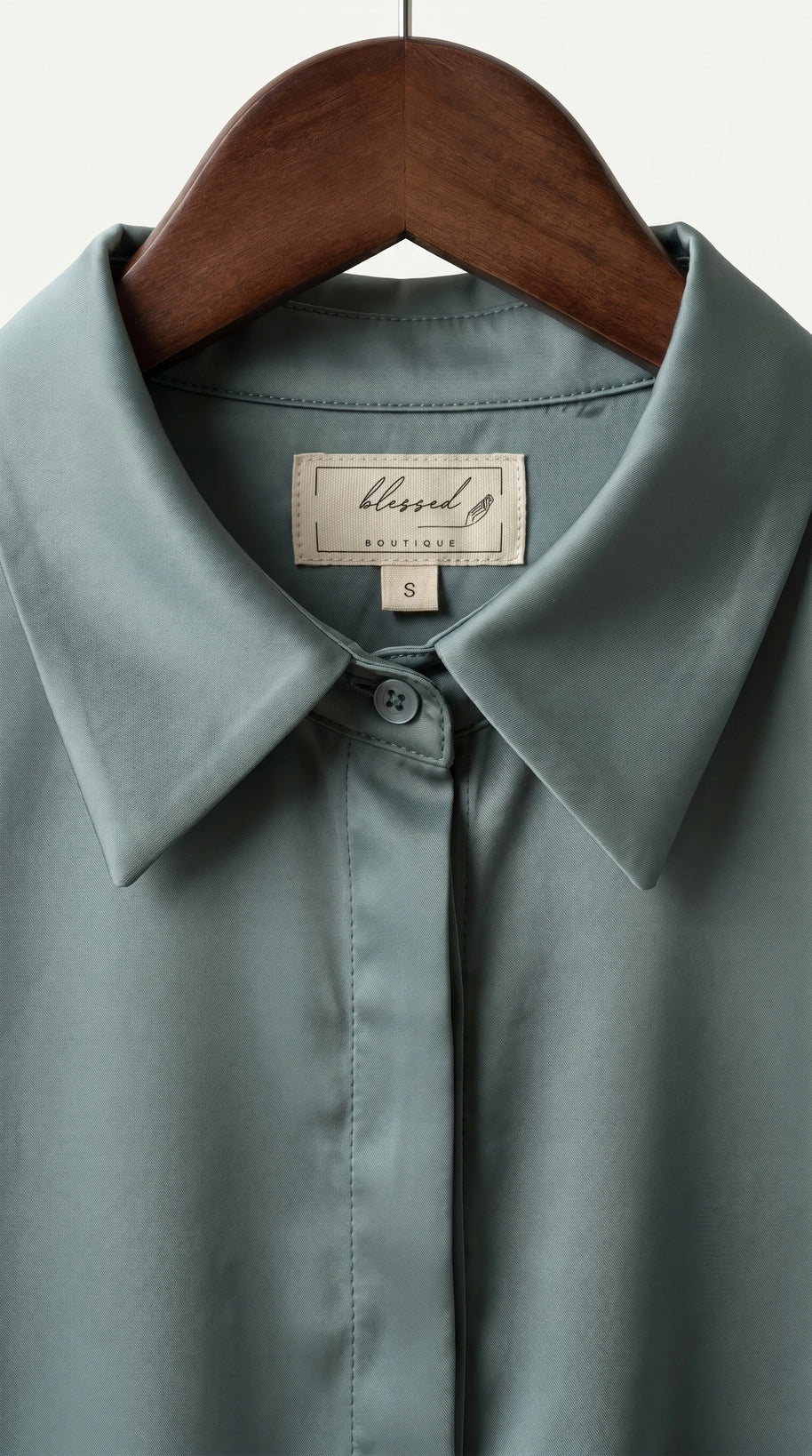 Camisa Morganita Satén Efecto Seda Mate | Verde Agua Marine