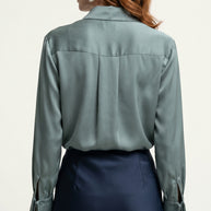 Camisa Morganita Satén Efecto Seda Mate | Verde Agua Marine