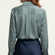 Camisa Morganita Satén Efecto Seda Mate | Verde Agua Marine
