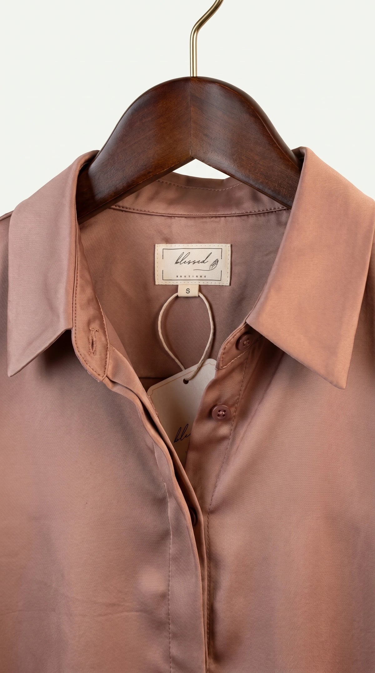 Camisa Morganita Satén Efecto Seda Mate | Rosa Palo