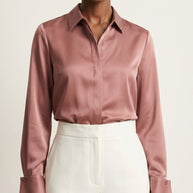 CAMISA MORGANITA DE CETIM ROSA PÁLIDO