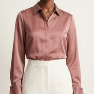 Camisa Morganita Satén Efecto Seda Mate | Rosa Palo