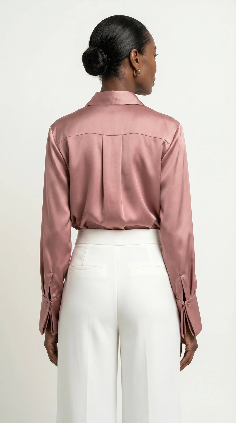 Camisa Morganita Satén Efecto Seda Mate | Rosa Palo