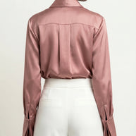 Camisa Morganita Satén Efecto Seda Mate | Rosa Palo