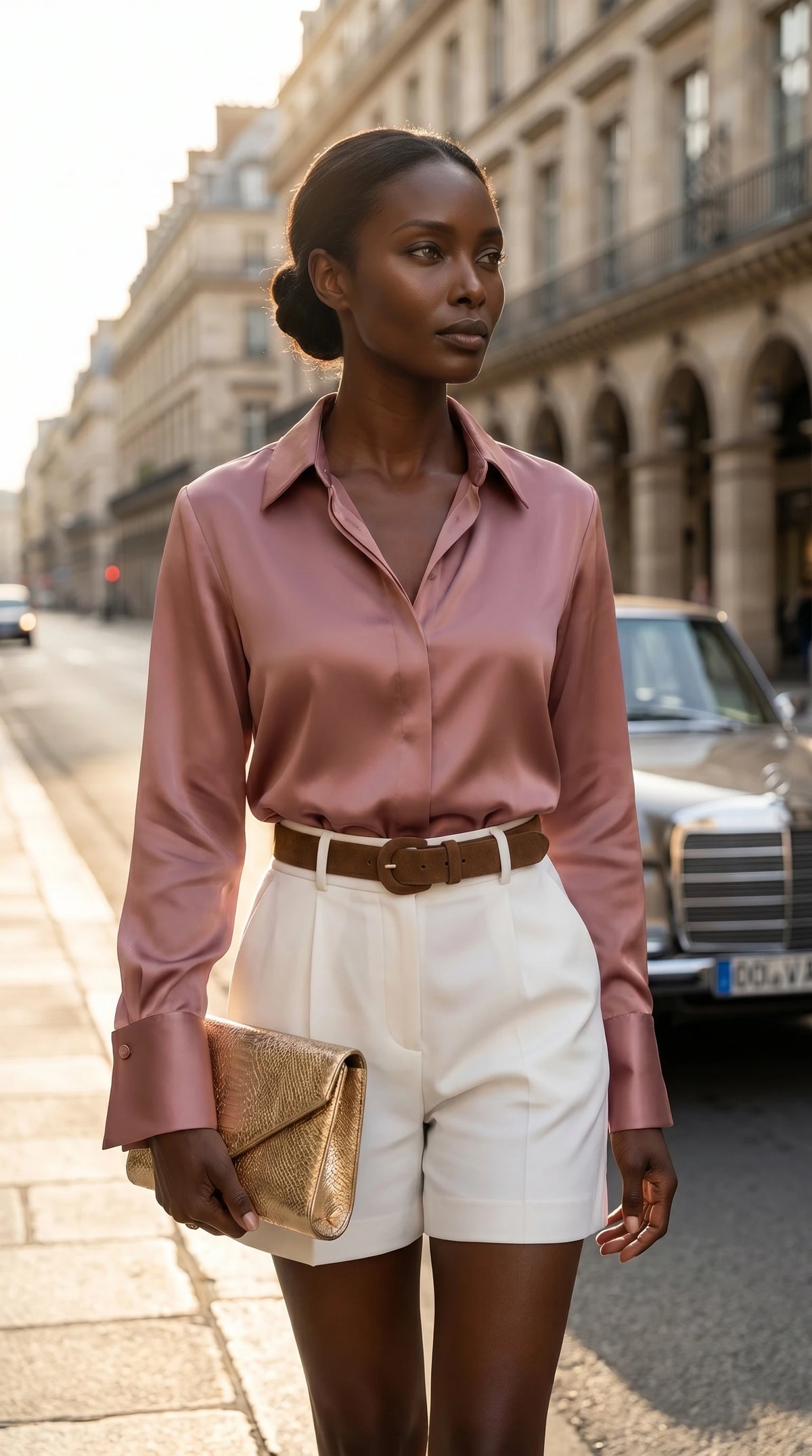 Camisa Morganita Satén Efecto Seda Mate | Rosa Palo