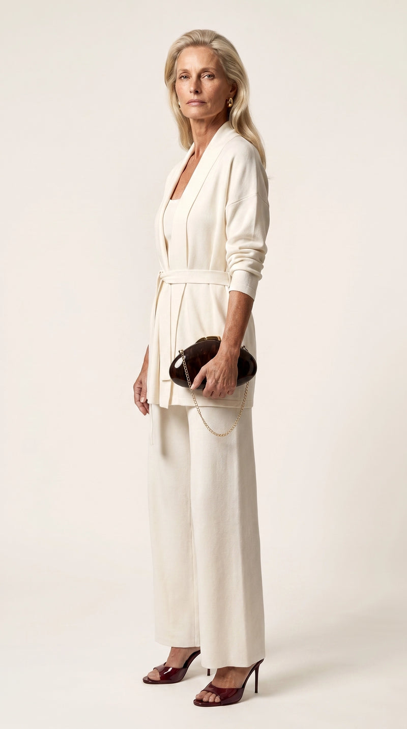 Conjunto Ocaso de Punto | Total Look 3 Piezas | Blanco Cloud
