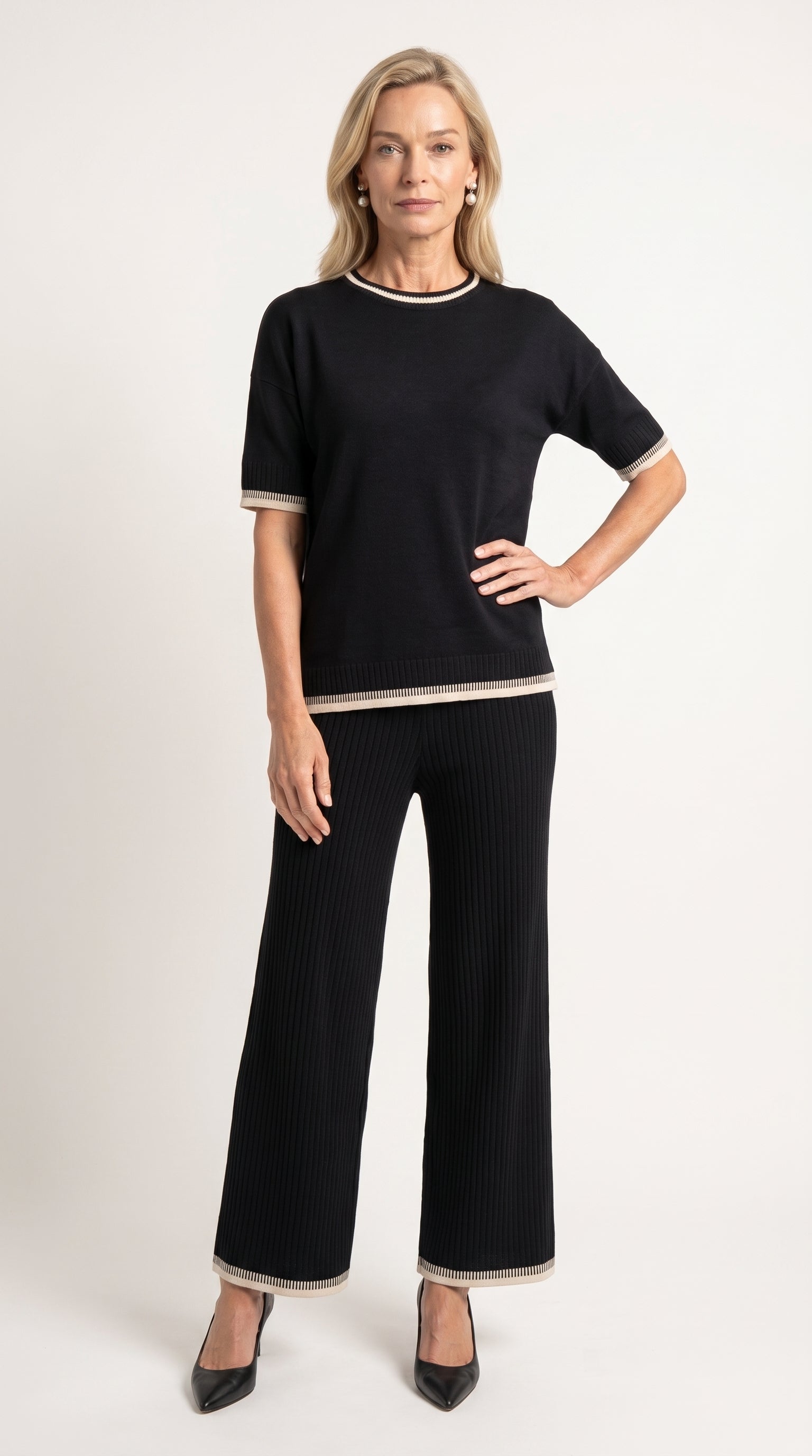 Conjunto de Punto Serena | Total Look 2 Piezas | Negro Clásico