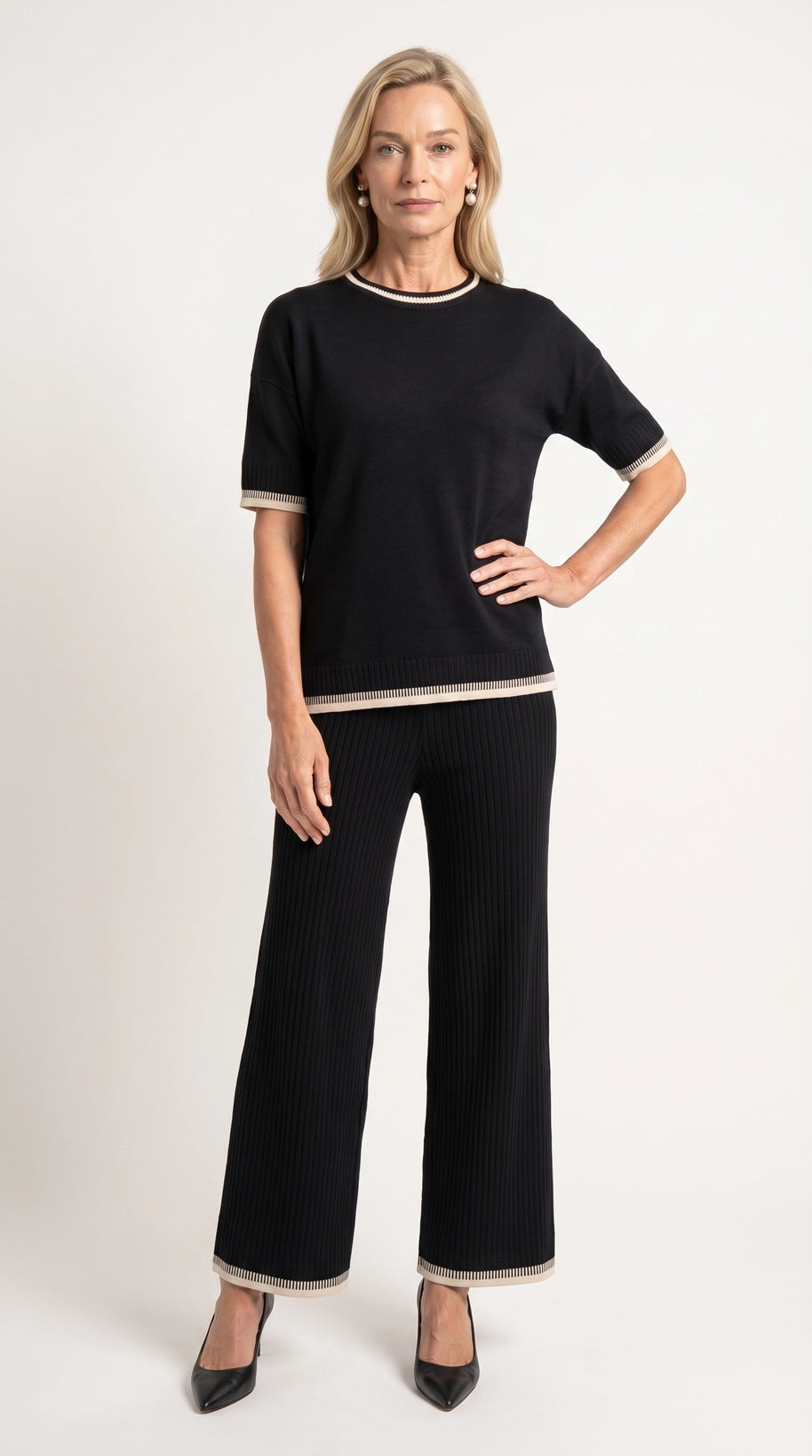 Conjunto de Punto Serena | Total Look 2 Piezas | Negro Clásico