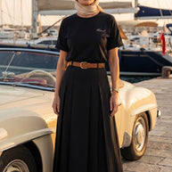 Falda midi plisada Héloïse | Negro Clásico