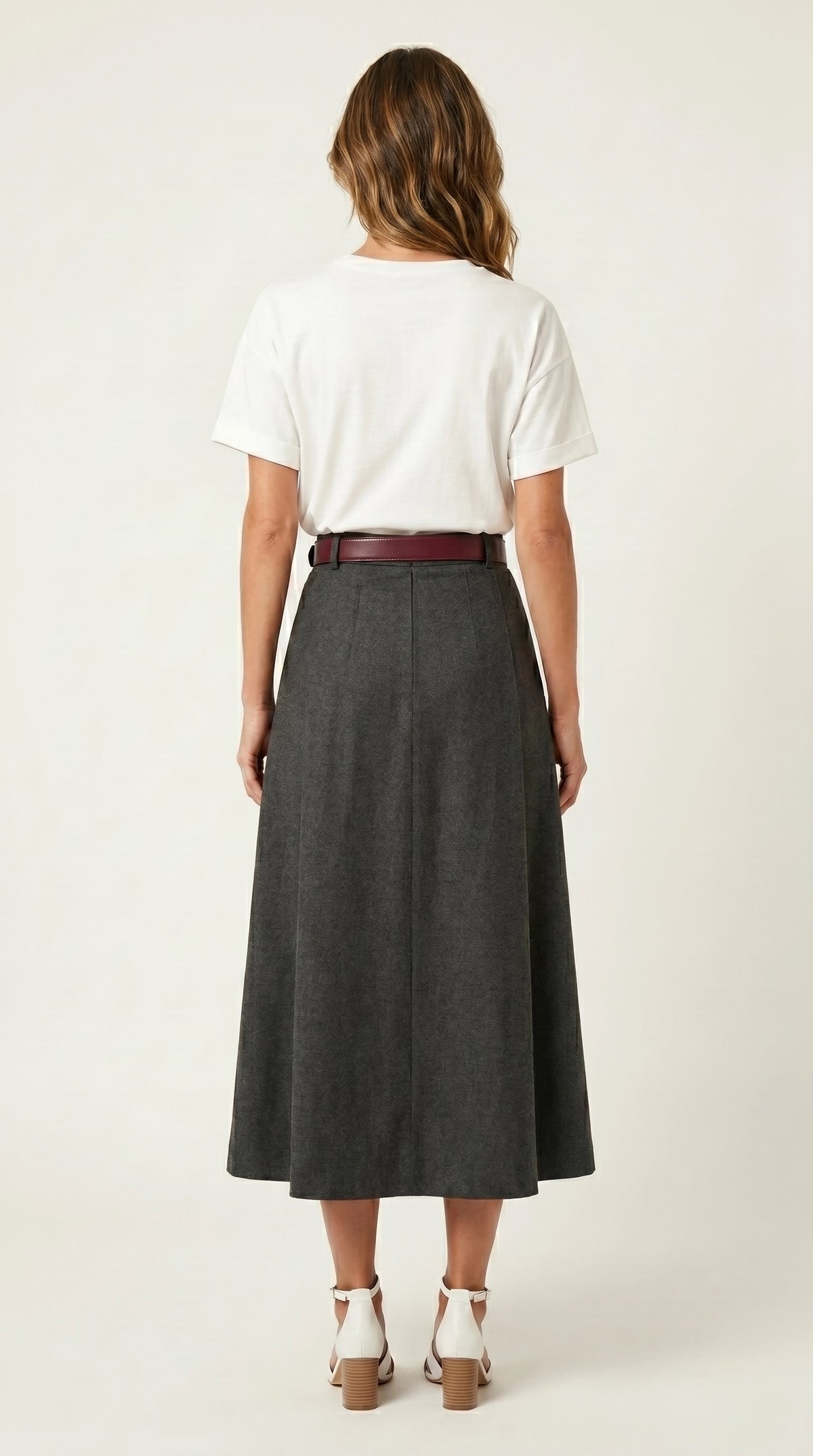Falda midi plisada Héloïse | Gris Antracita