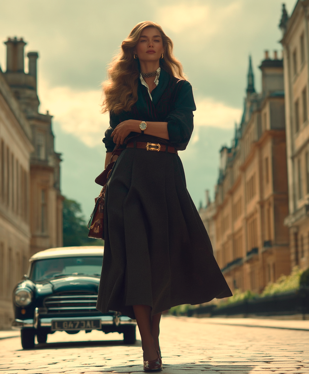 FALDA MIDI PLISADA HELOISE GRIS ANTRACITA