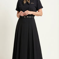 Falda midi plisada Héloïse | Negro Clásico