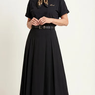 Falda midi plisada Héloïse | Negro Clásico