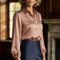 Falda Satinada Midi Claire | Azul Marino