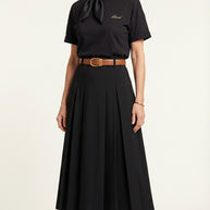 Falda midi plisada Héloïse | Negro Clásico