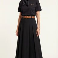 Falda midi plisada Héloïse | Negro Clásico