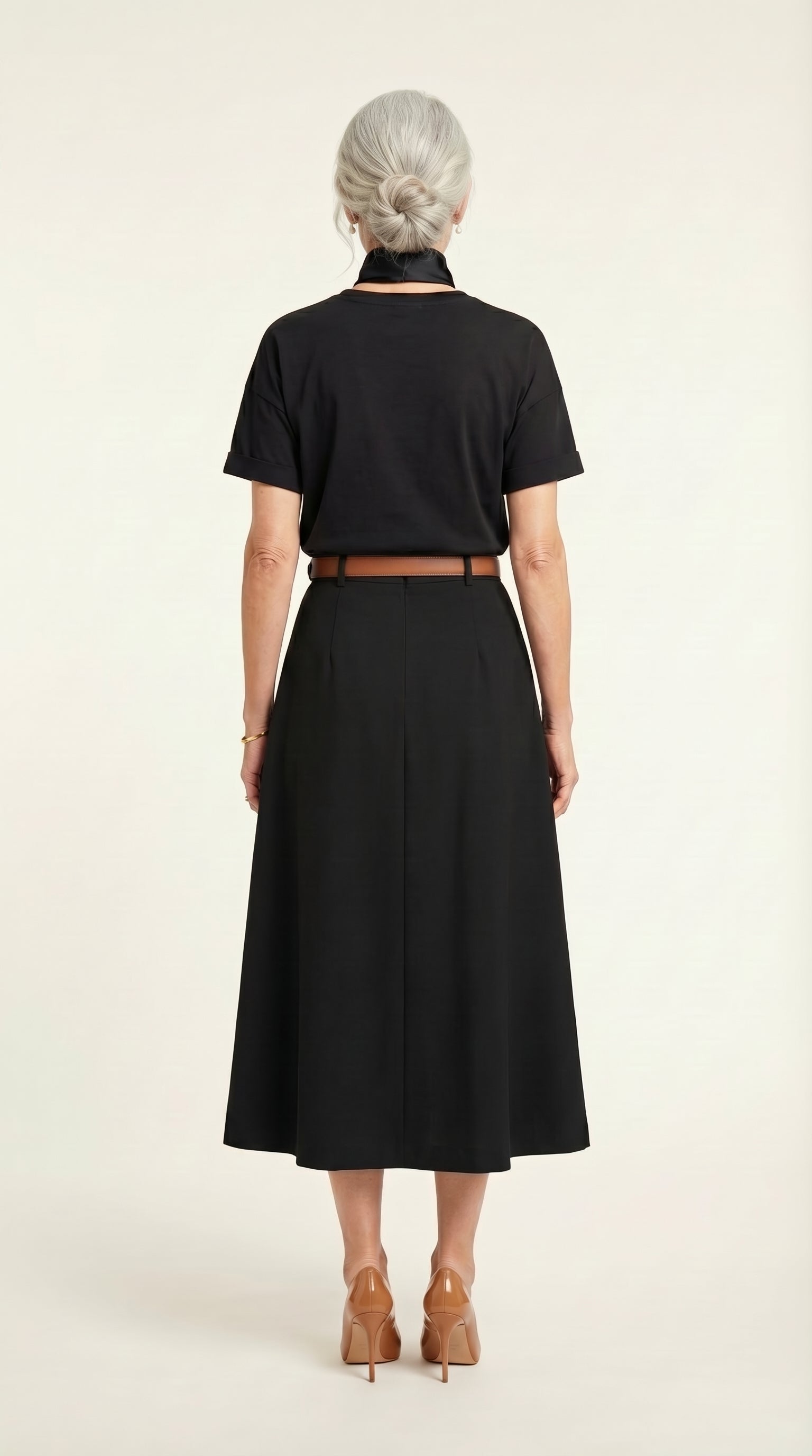 Falda midi plisada Héloïse | Negro Clásico