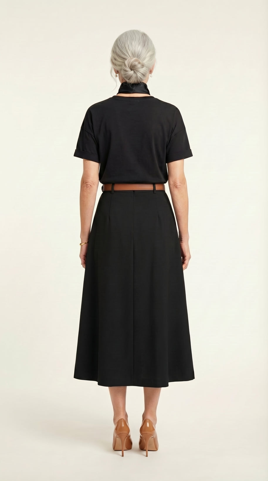 Falda midi plisada Héloïse | Negro Clásico