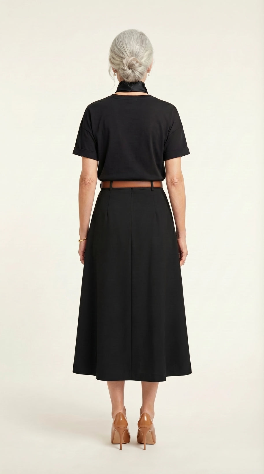Falda midi plisada Héloïse | Negro Clásico