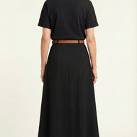 Falda midi plisada Héloïse | Negro Clásico