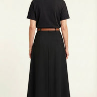 Falda midi plisada Héloïse | Negro Clásico
