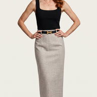 Falda midi Aristea | Gris Perla Mate